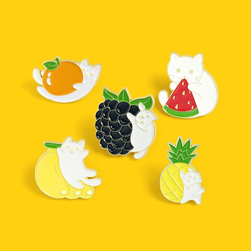Cat Fruit Enamel Pins Custom Designs (1)
