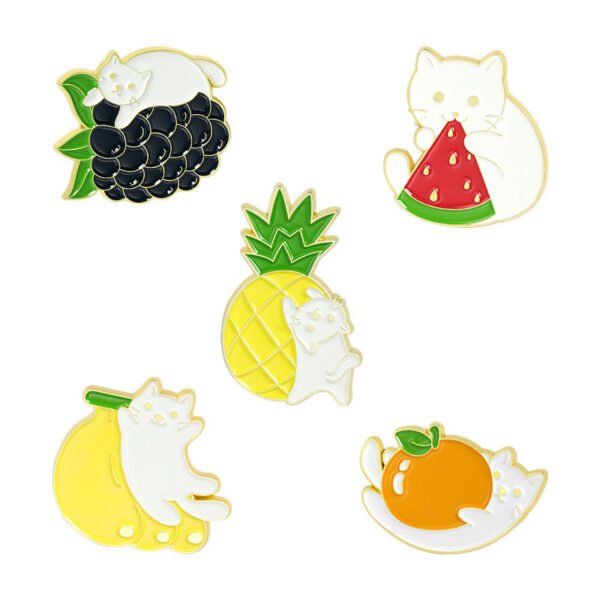 Cat Fruit Enamel Pins Custom Designs (2)